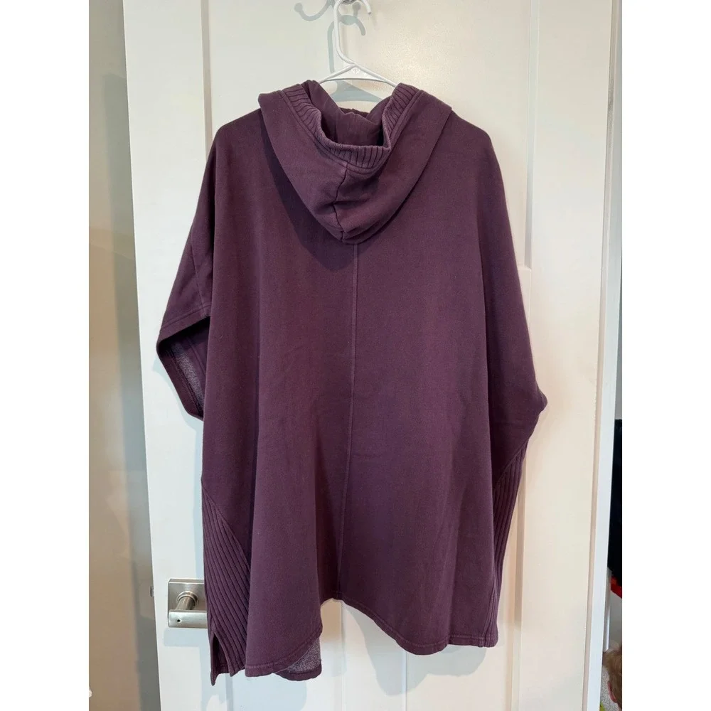 Aerie Womens Plum Purple Fleece Hooded Open Front Wrap Cardigan XS/S NWT - Picture 5 of 7